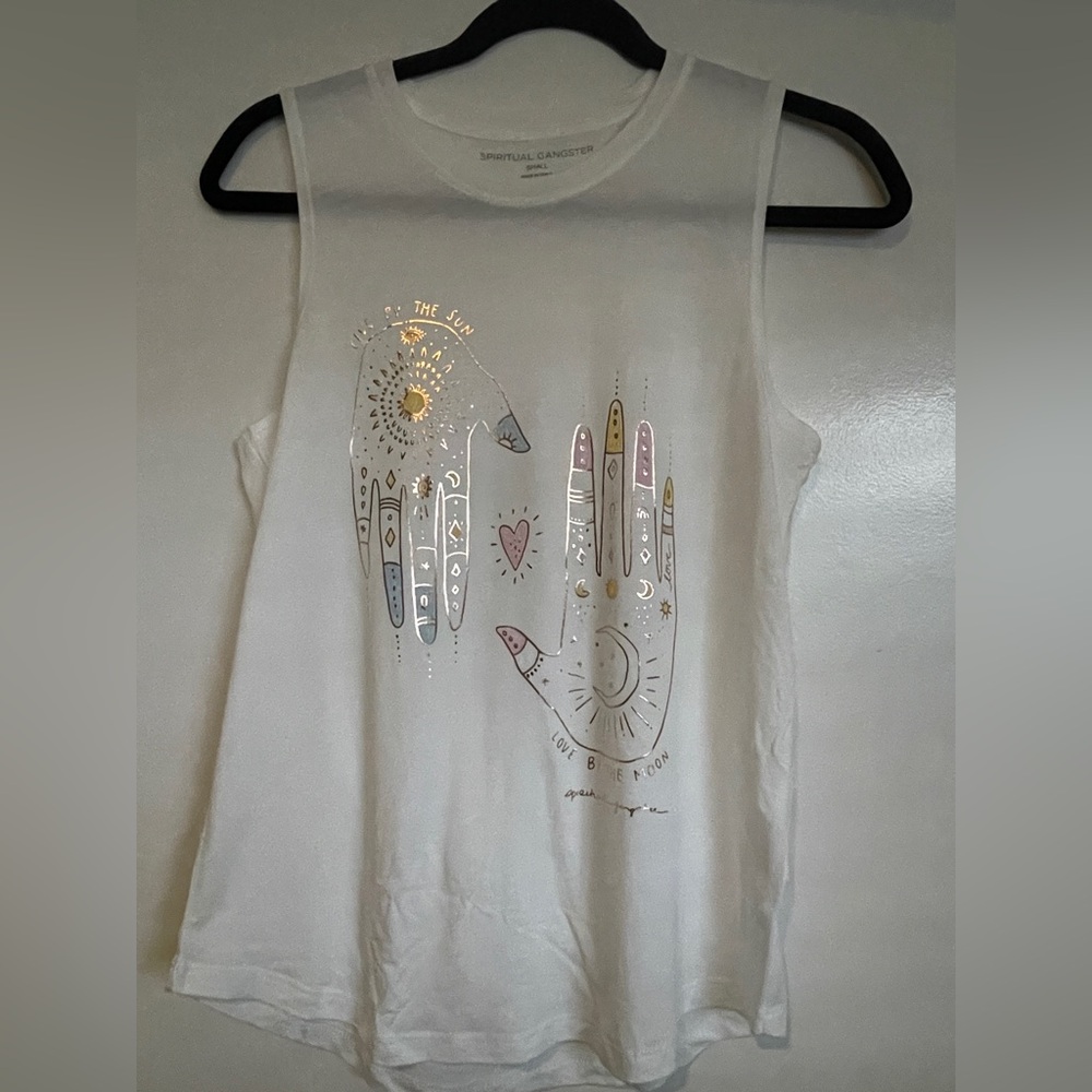Spiritual Gangster White Tee with Gold Accents